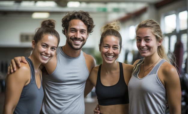 Fechar instrutores de ioga sorrindo