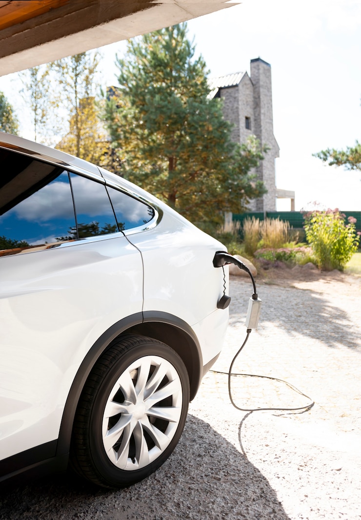 Foto grátis fechar o carregamento do carro elétrico