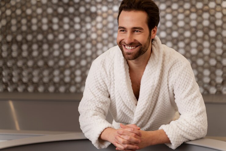 Foto grátis feche o homem relaxando na sauna