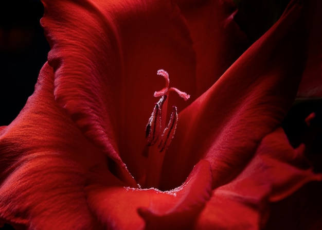 Feche os detalhes da flor de gladíolo