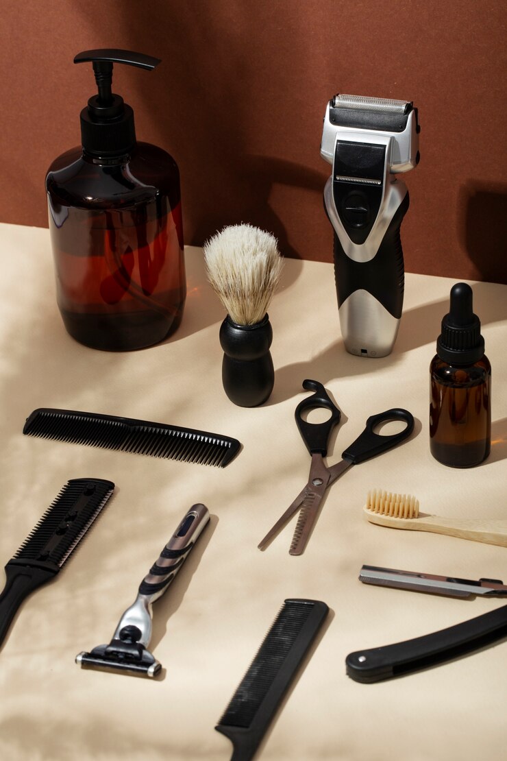 Foto grátis feche os produtos de autocuidado do homem