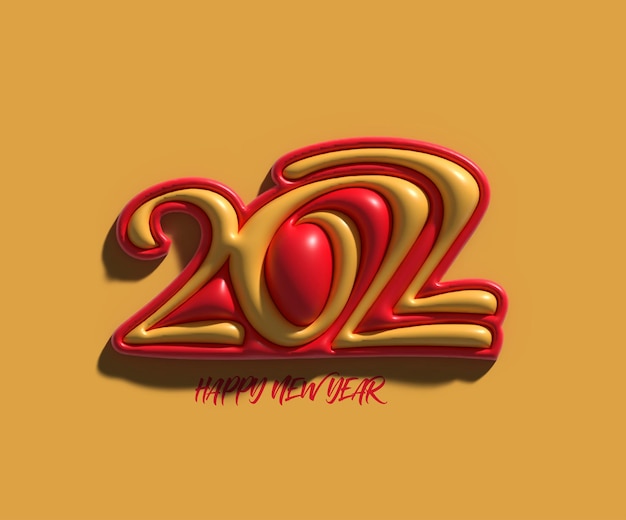 Feliz Ano Novo 2022 Texto Tipografia Design 3D.