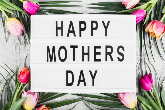 Feliz dia das mães banner com flores