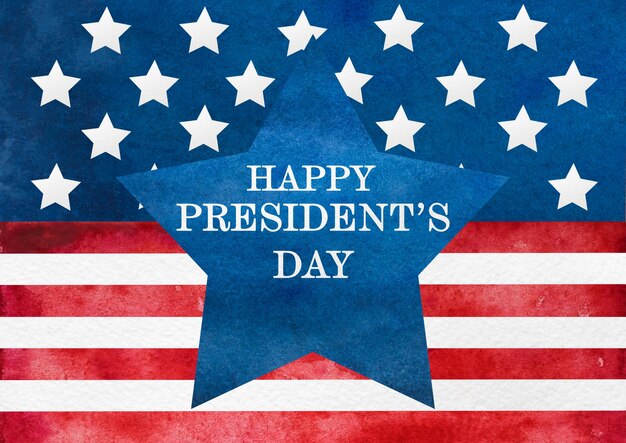 Feliz dia do presidente. inscrição de felicitações em forma de palavras e imagens da bandeira americana. de perto, sem gente. parabéns para a família, entes queridos, amigos e colegas