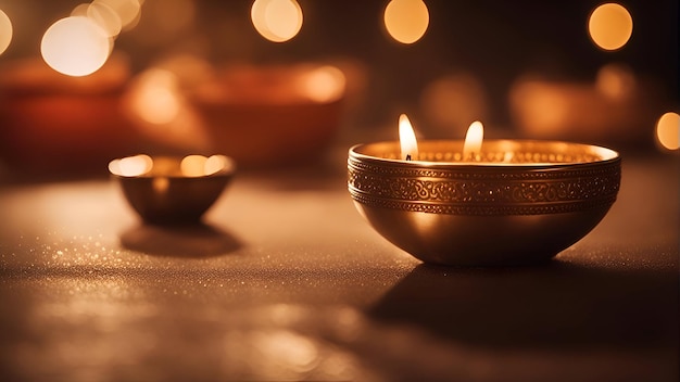 Foto grátis feliz diwali clay diya lâmpadas acesas durante a celebração do diwali