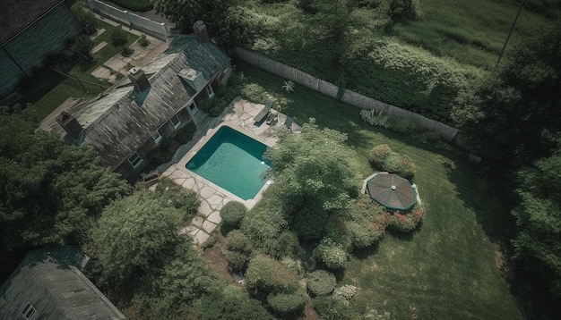 Foto grátis férias de luxo em paisagem tranquila com piscina gerada por ia