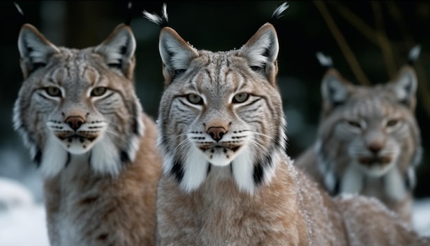 Foto grátis feroz leopardo da neve olhando com majestosa agressão generativa ai