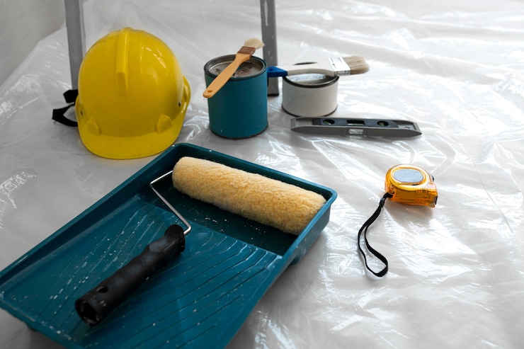 Foto grátis ferramentas de segurança para trabalhos de pintura