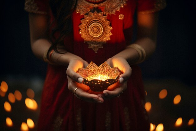 Festival de lohri fotorrealista com mulher comemorando