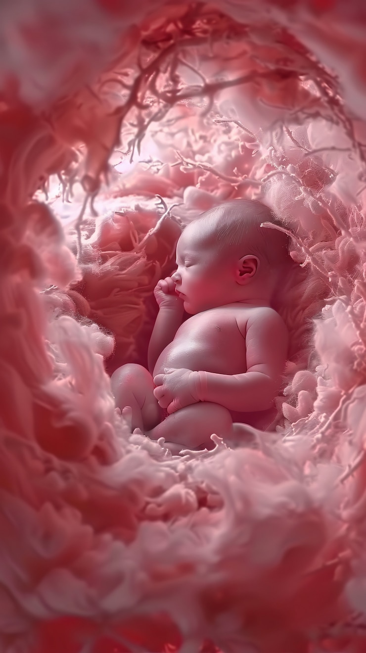 Foto grátis feto humano no estágio de desenvolvimento pré-natal no útero