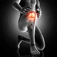 Foto grátis figura masculina 3d com joelho destacada na dor