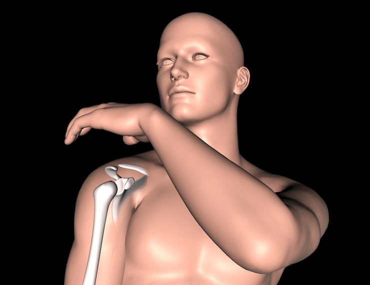 Foto grátis figura médica masculina 3d com osso do ombro destacado