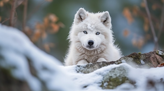 Foto grátis filhote de lobo em ambiente natural