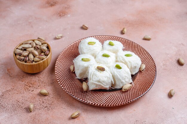 Fio turco halva pismaniye, sobremesa de algodão doce.