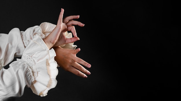 Flamenca mãos com espaço de cópia