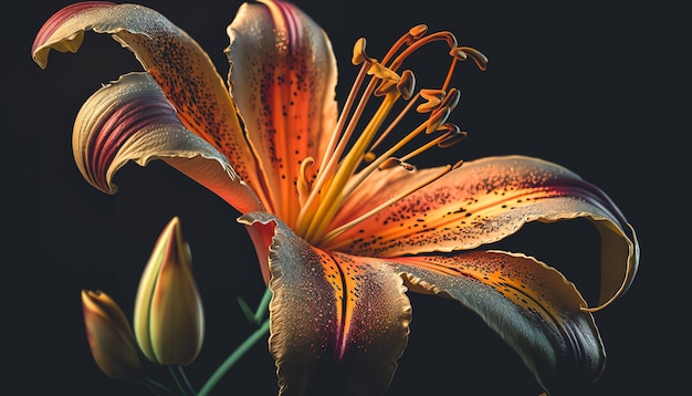 Flor de lírio em um Al generativo de fundo escuro