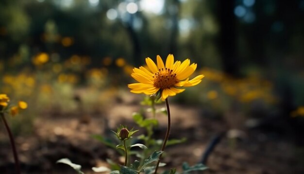 Flor de margarida amarela no prado beleza na natureza simplicidade gerada por IA