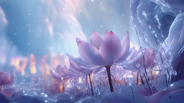 Flores 3d místicas com mundo abstrato
