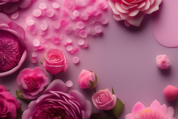 Foto grátis flores cor de rosa em um fundo rosa