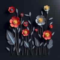 Foto grátis flores cortadas de papel em um fundo preto