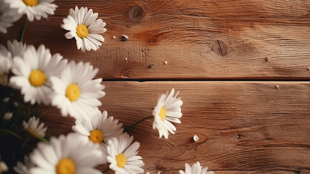 Foto grátis flores de margarida numa mesa de madeira