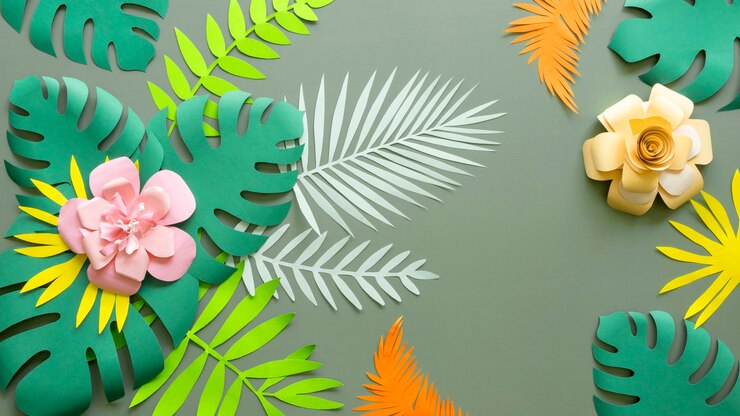 Foto grátis flores e folhas de papel