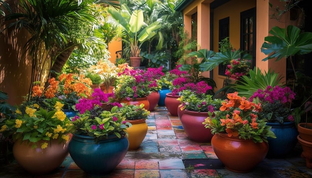 Flores multi-ed iluminam jardins verdes de verão ao ar livre gerados por IA