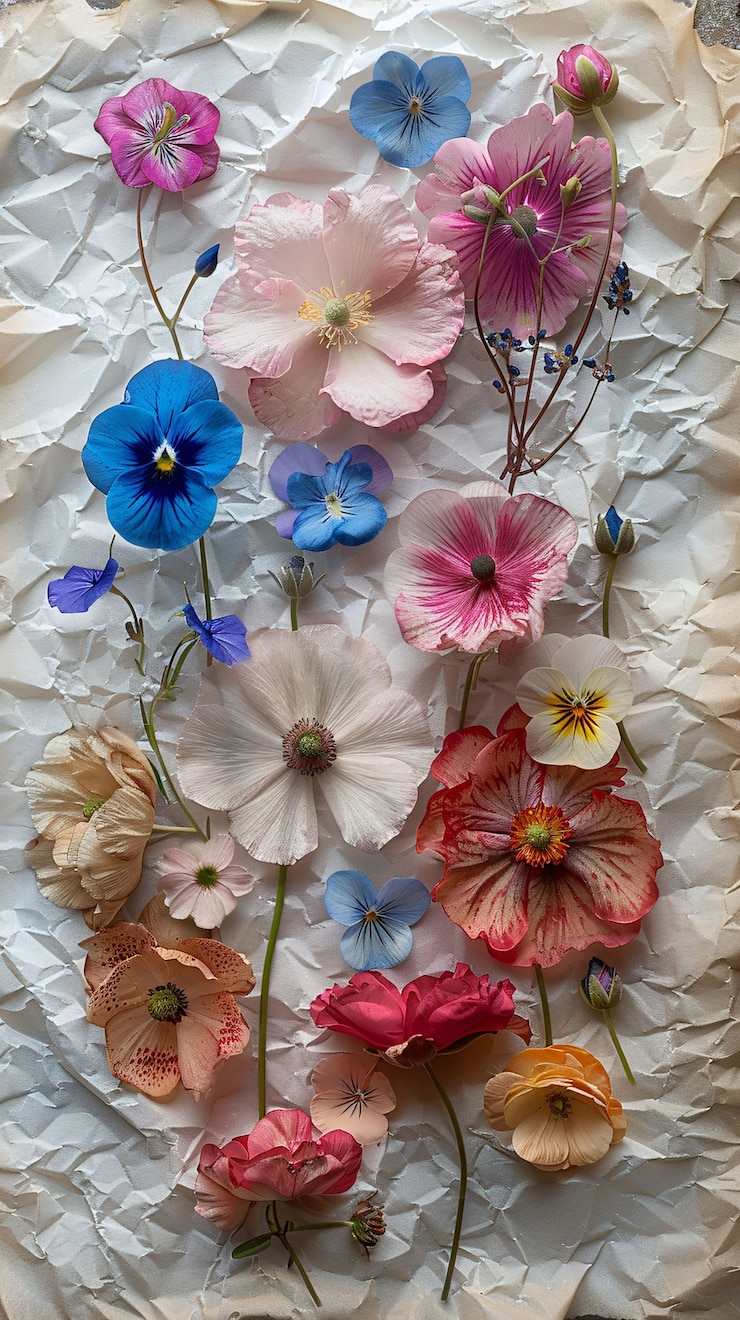 Foto grátis flores secas em papel rasgado