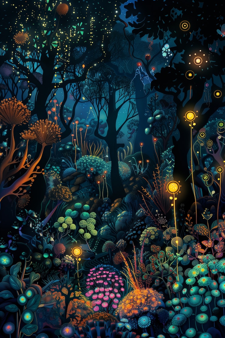 Foto grátis flores tropicais de néon surrealistas