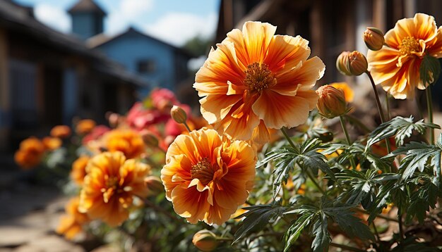 Foto grátis flores vibrantes florescem trazendo beleza à natureza paleta colorida gerada por inteligência artificial