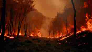 Foto grátis floresta em chamas, mistério assustador, inferno de chamas, ia generativa
