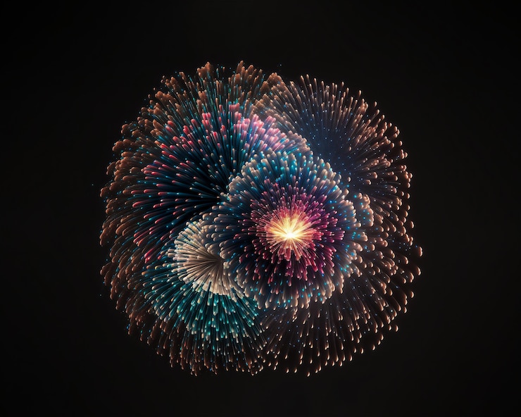 Foto grátis fogos de artifício estourando no céu noturno show pirotécnico colorido realista para celebrar o feriado