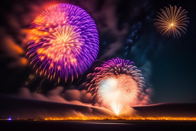 Foto grátis fogos de artifício no céu noturno com fundo escuro