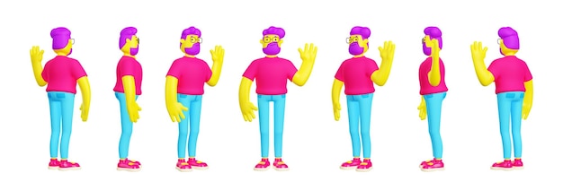 Folha de retorno do modelo de personagem masculino de renderização 3D