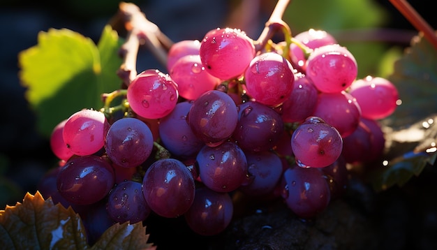 Folha de uva natureza frescura fruta madura crescimento de vinha vinificação orgânica gerada por inteligência artificial