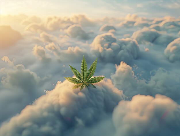 Folhas de maconha verdes frescas e vibrantes em fundo variado