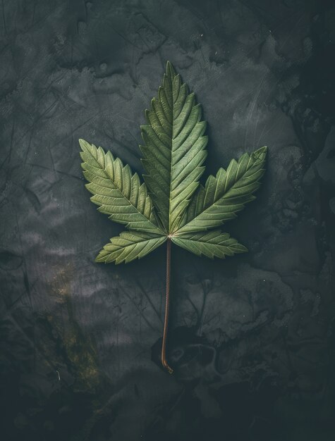 Folhas de maconha verdes frescas e vibrantes em fundo variado