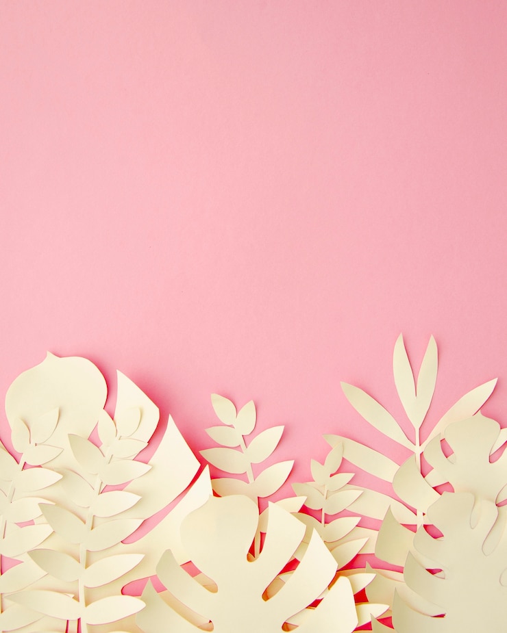 Foto grátis folhas tropicais em estilo de corte de papel em rosa