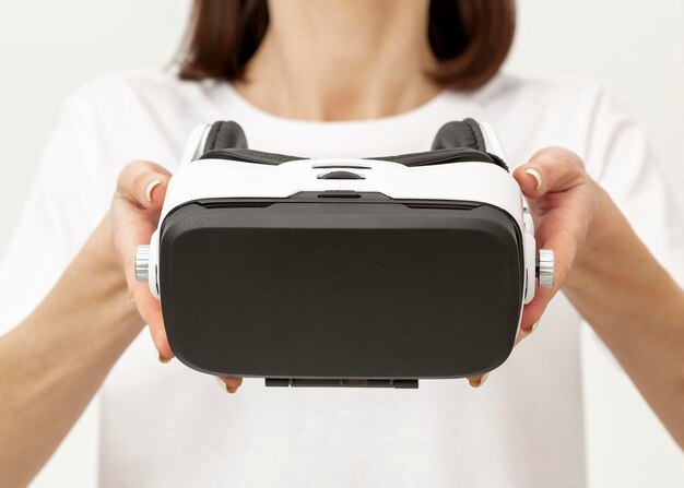 Fone de ouvido de realidade virtual de perto