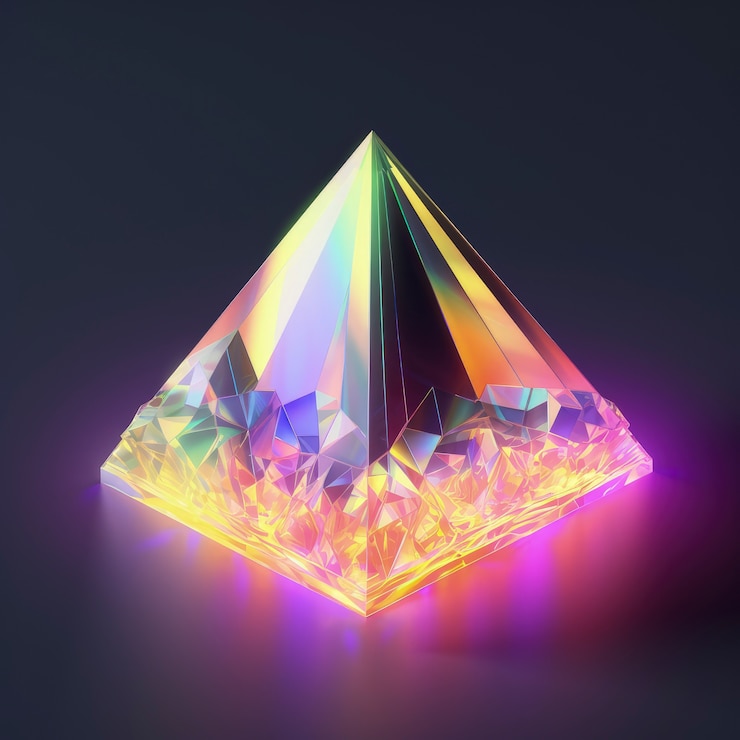Foto grátis forma 3d brilhante com cores holográficas brilhantes