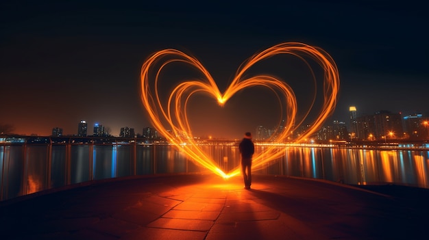 Foto grátis forma de coração 3d com efeito de borrão de movimento brilhante