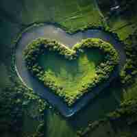Foto grátis forma de coração 3d com natureza e vegetação