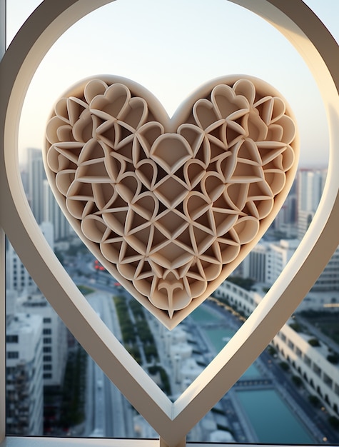 Foto grátis forma de coração 3d construída na arquitetura da cidade