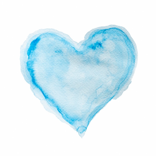 Forma de coração em aquarela azul