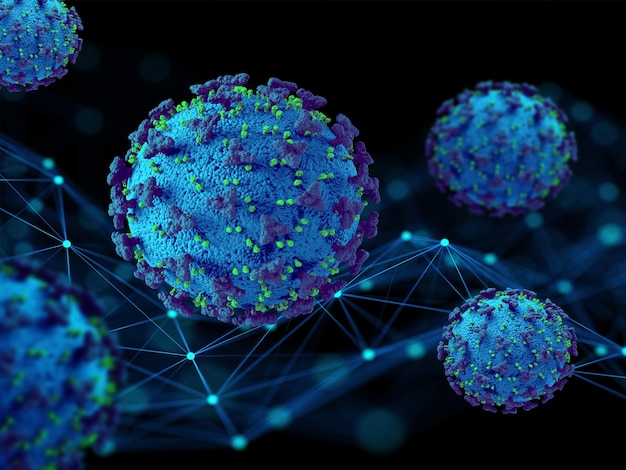 Foto grátis formação médica 3d com células do vírus covid 19