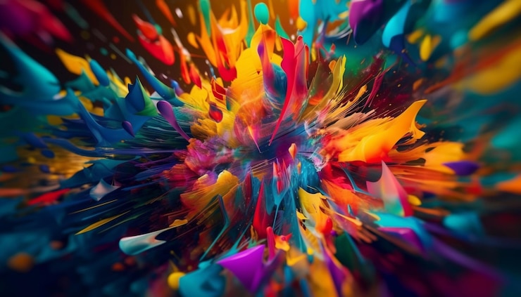 Foto grátis formas abstratas explodindo em movimento colorido caótico gerado por ia