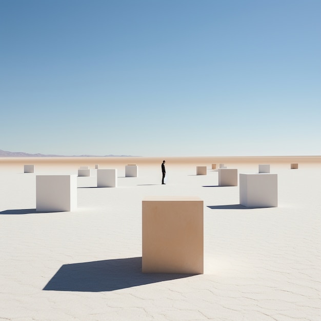 Foto grátis formas geométricas surrealistas no deserto estéril