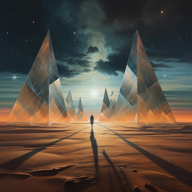 Foto grátis formas geométricas surrealistas no deserto estéril