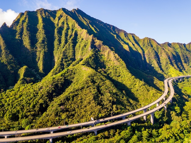 Foto grátis foto aérea do rancho kualoa em oahu, havaí