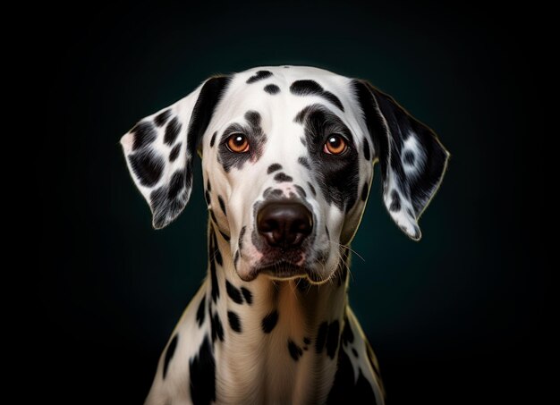 Foto de alta resolução de cachorro dálmata isolado em fundo preto